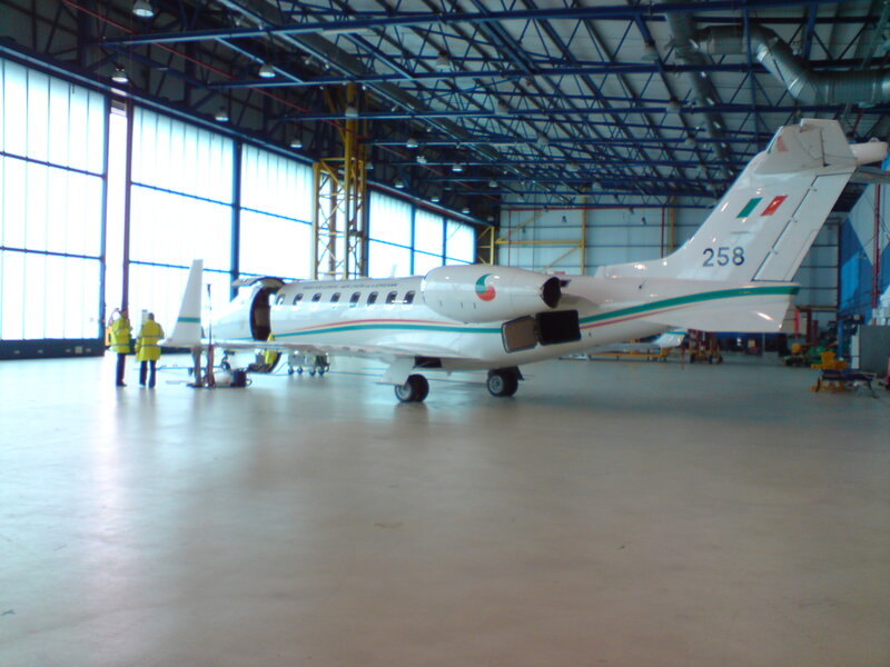 Private jet in hangar