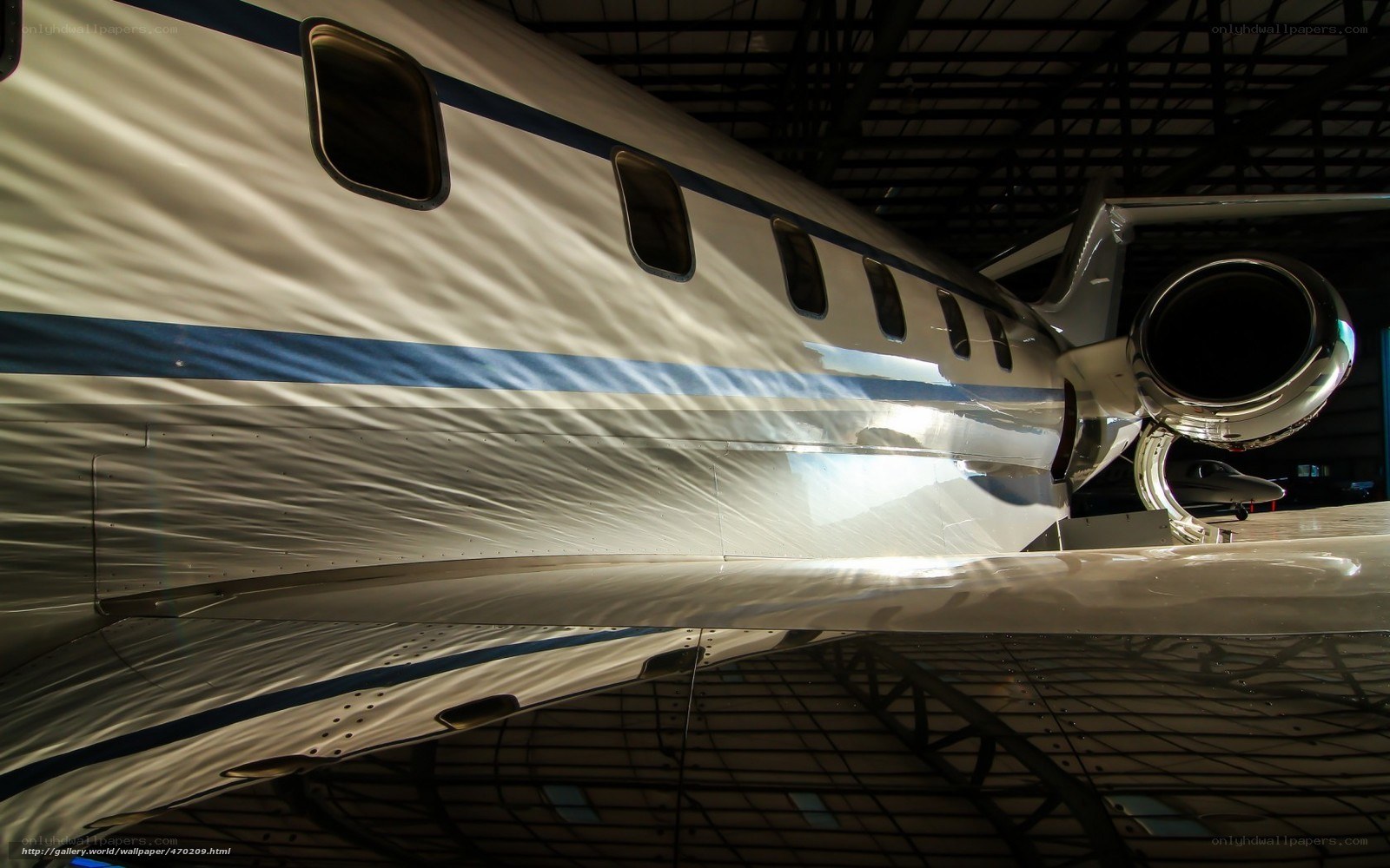 Private jet in hangar