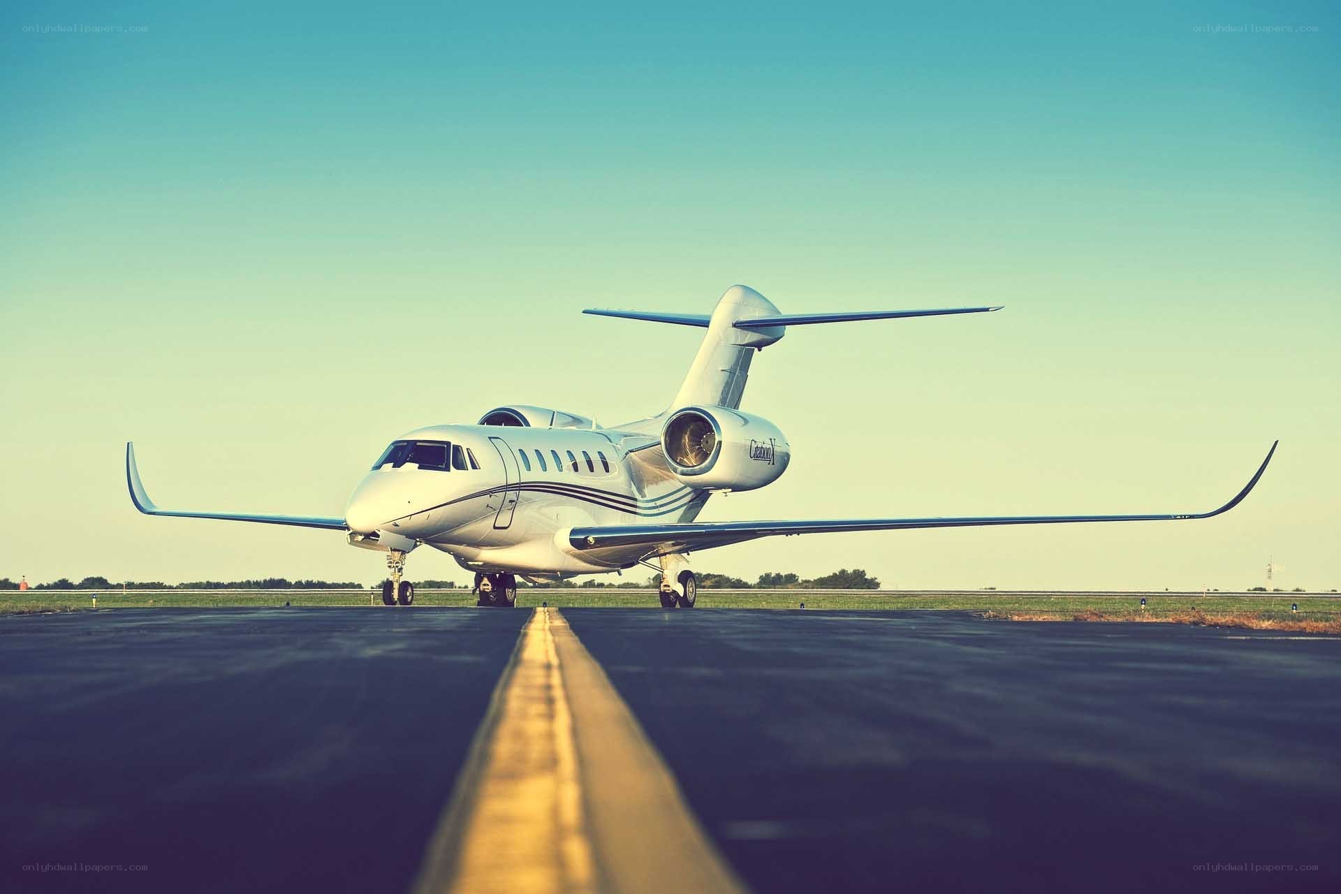 private jet on runway