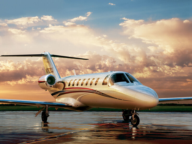 Private Jet on Runway — White