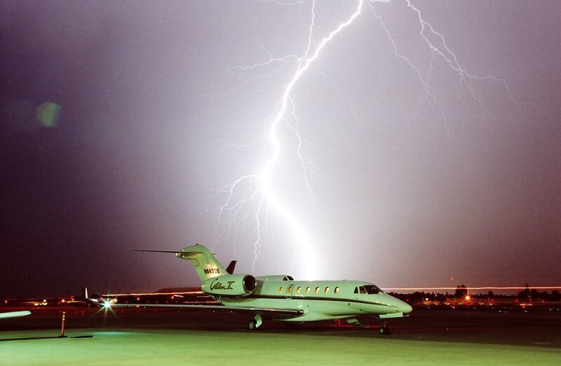 Private Jet on Tarmac — Green