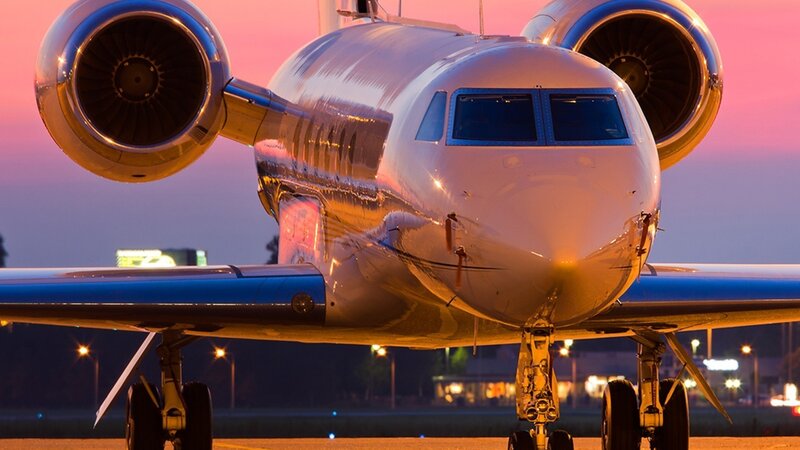 Private Jet on Tarmac — Pink, Dramatic, Sunset