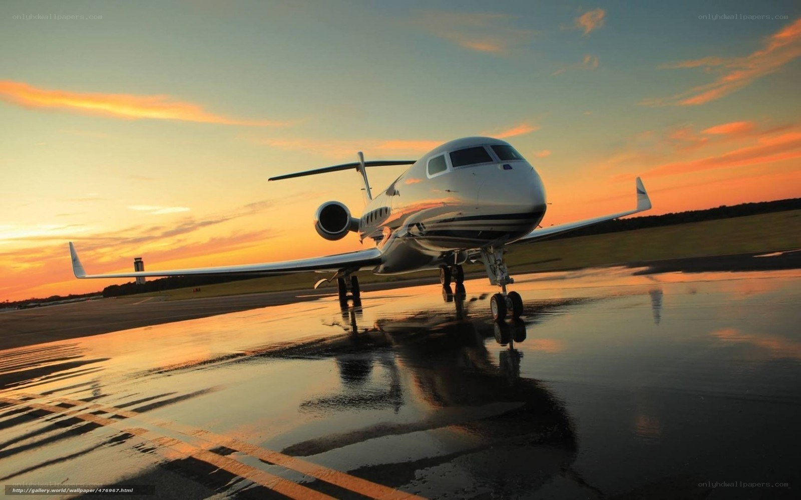 private jet on wet tarmac