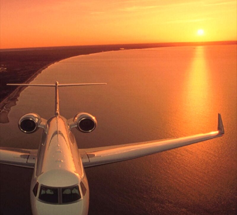 Private Jet over Water