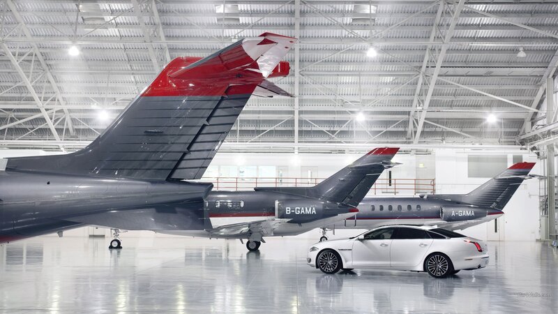 Private Jets and Luxury Car — White