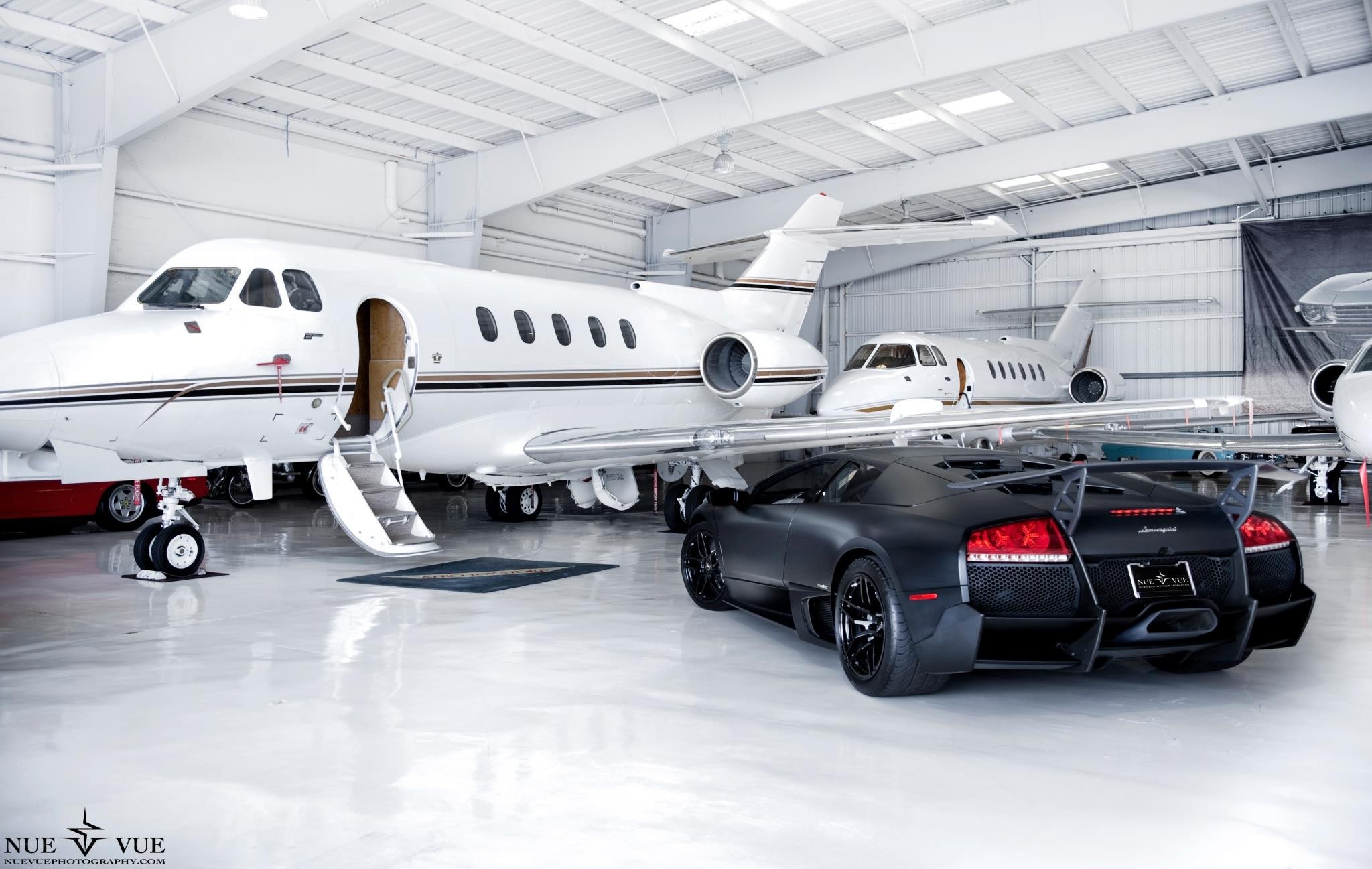 Private jets and luxury car