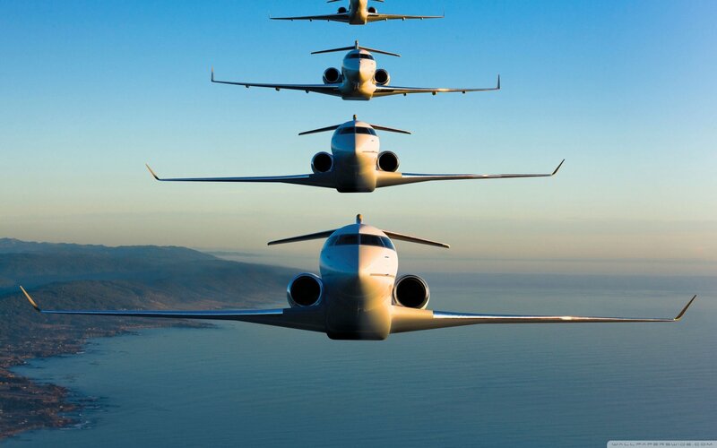 Private Jets in Formation — Blue