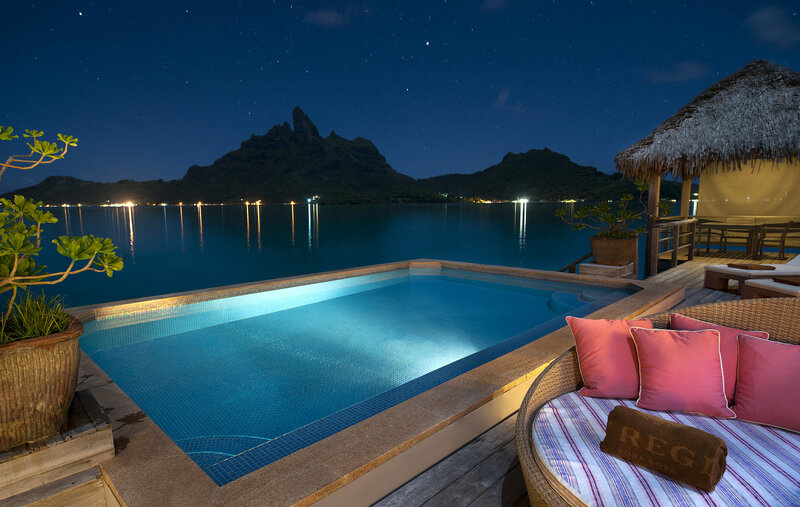 Private Pool at Night — Blue, Serene, Photograph, Mountain