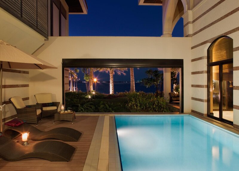 Private Pool at Night — Blue, Serene, Photograph