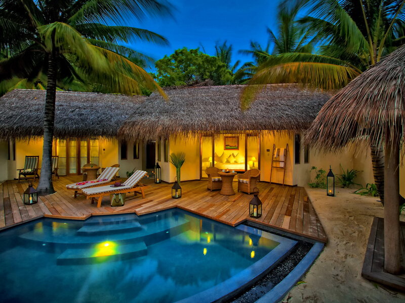 Private Pool Villa — Blue, Serene, Night, Photograph