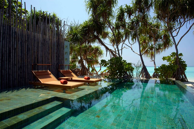 Private Pool with Lounge Chairs — Blue