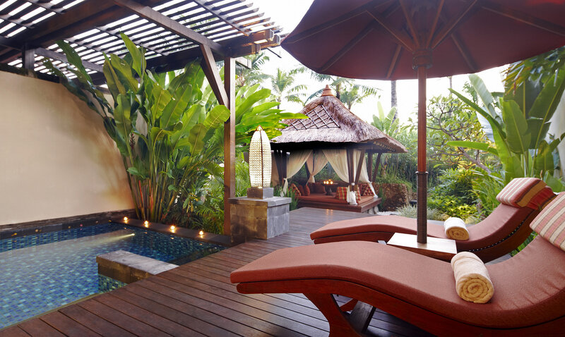 Private Pool with Lounge Chairs — Brown
