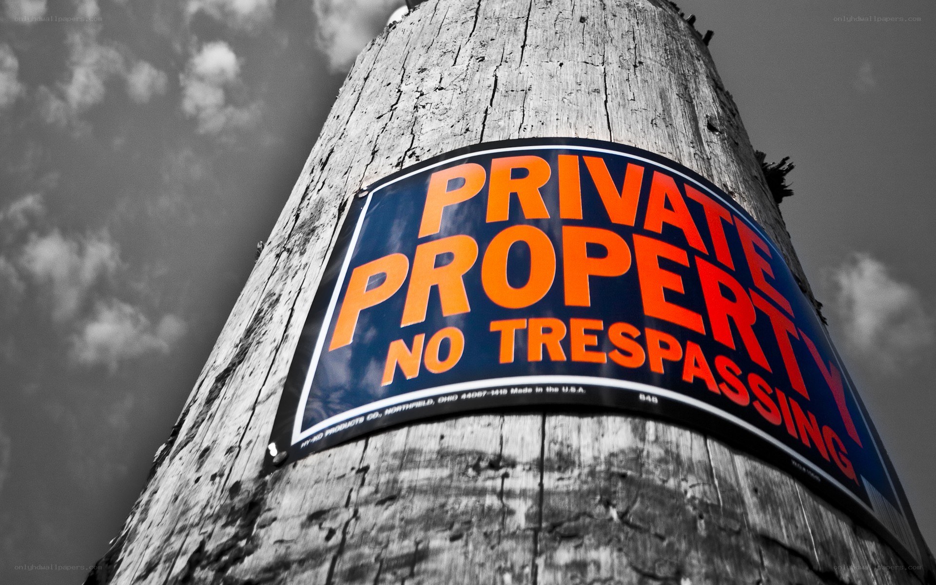 Private property sign on pole