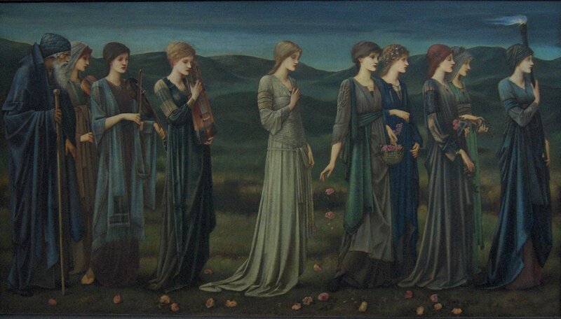 Procession of women with a bard