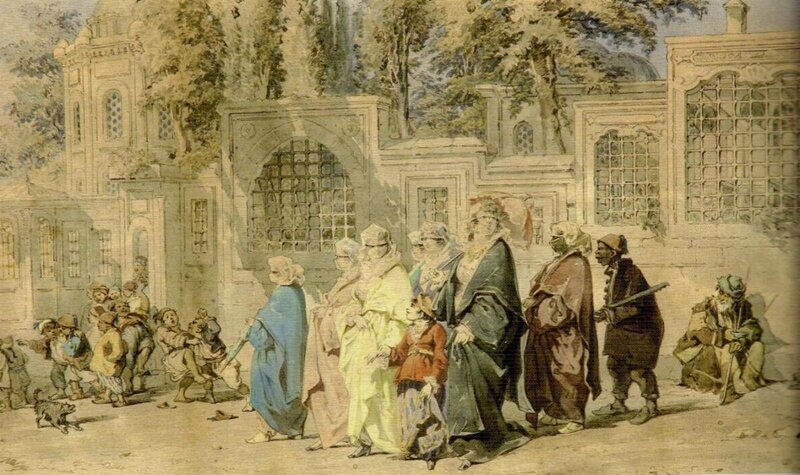 Procession outside a palace