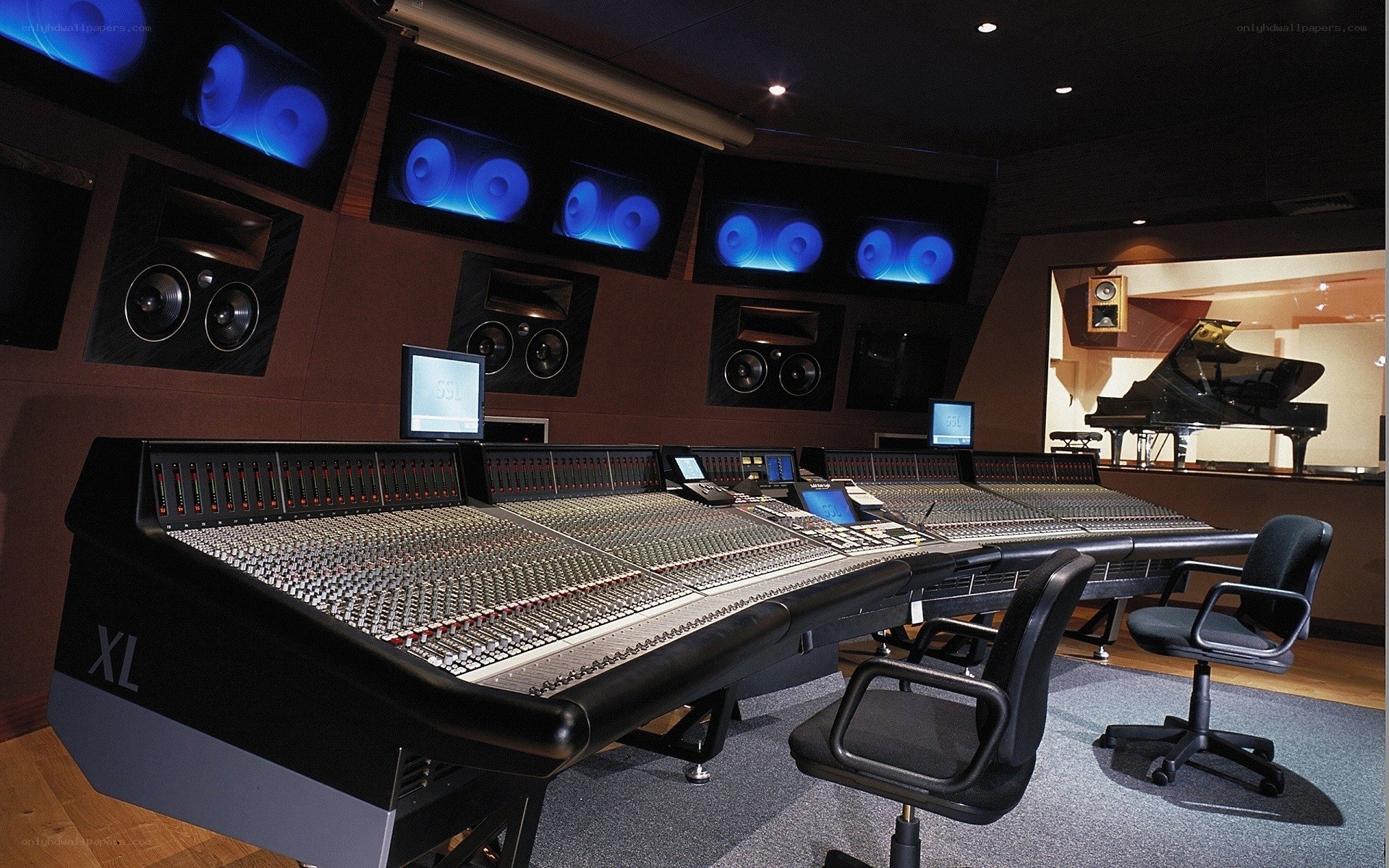 Professional recording studio control room