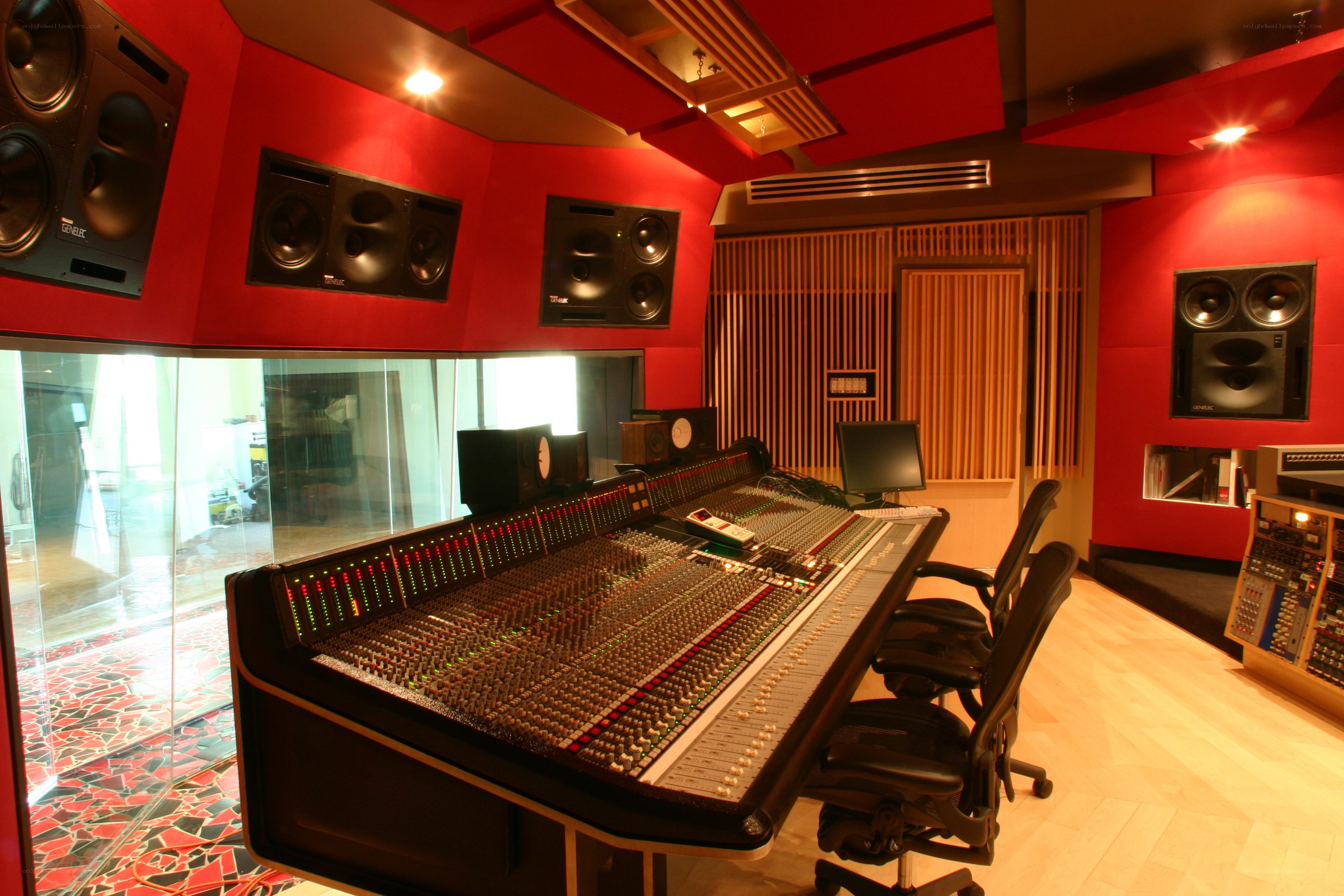 Professional recording studio control room