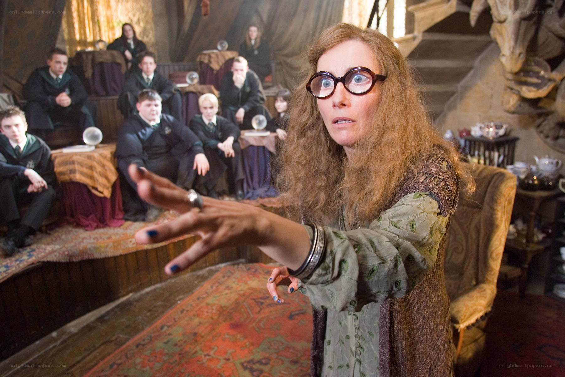 Professor Trelawney in Divination class