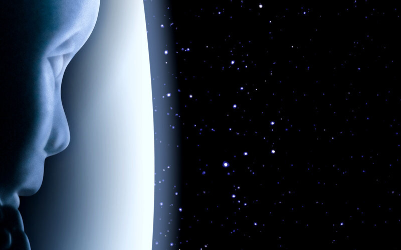 profile against starry sky