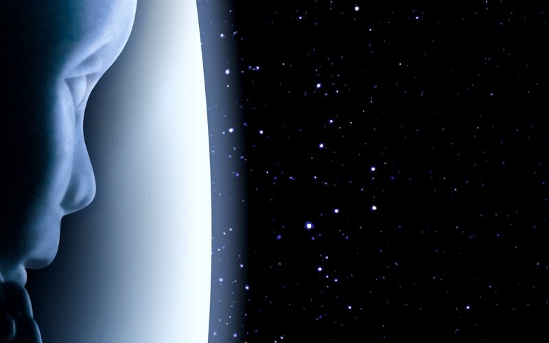 profile against starry sky