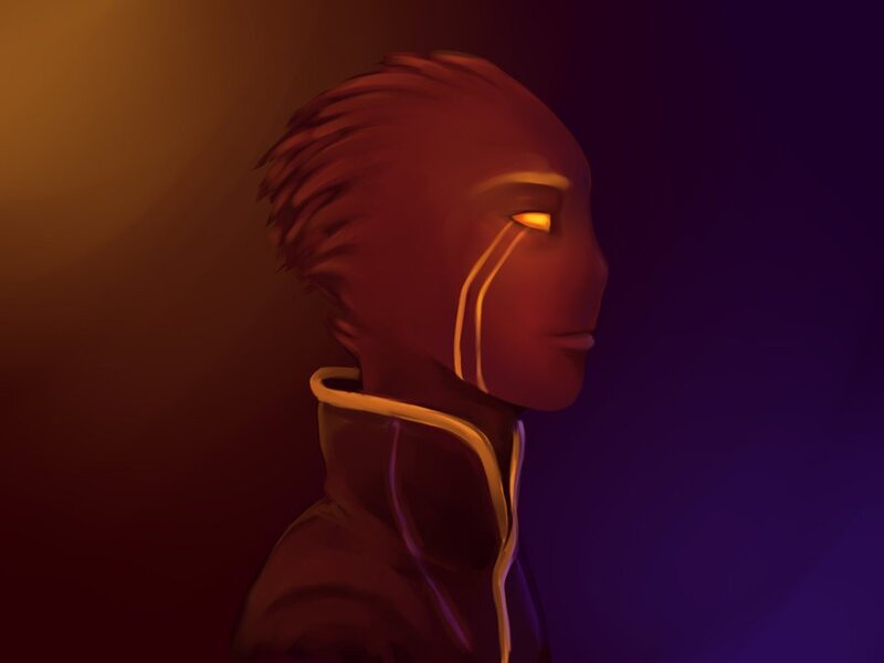 profile of a glowing figure