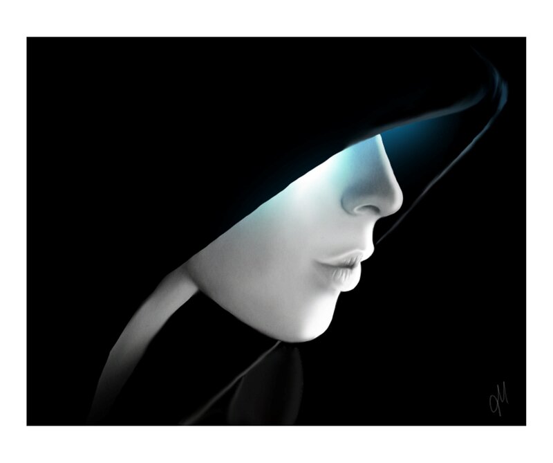 Profile of a Person — Black, Dramatic, Digital Art
