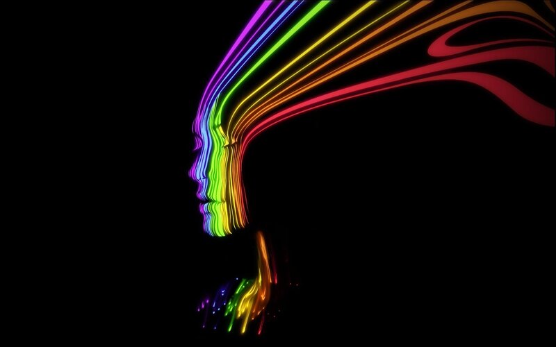 Profile of Person with Rainbow Lines