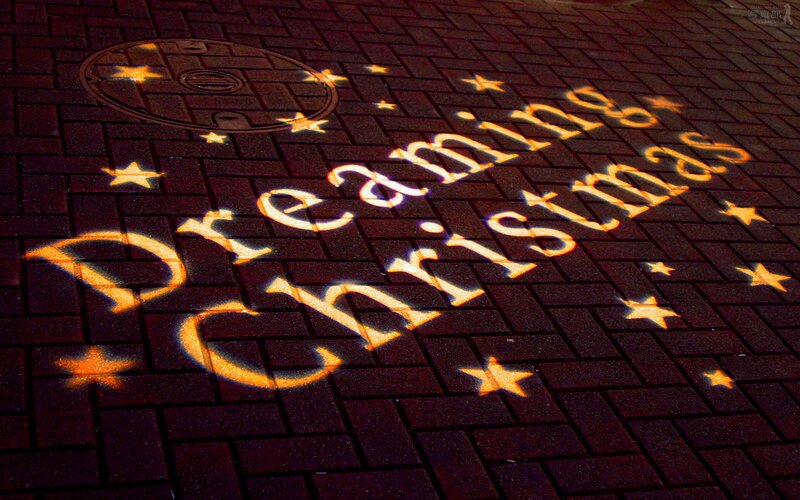 Projected Text on Pavement