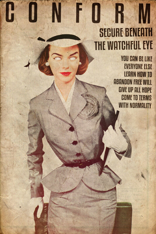 propaganda poster with woman