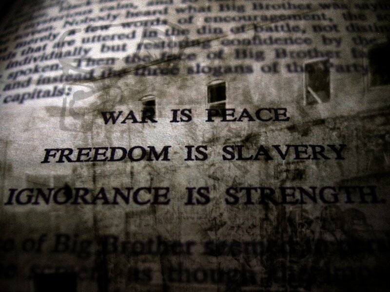 propaganda slogans on a wall