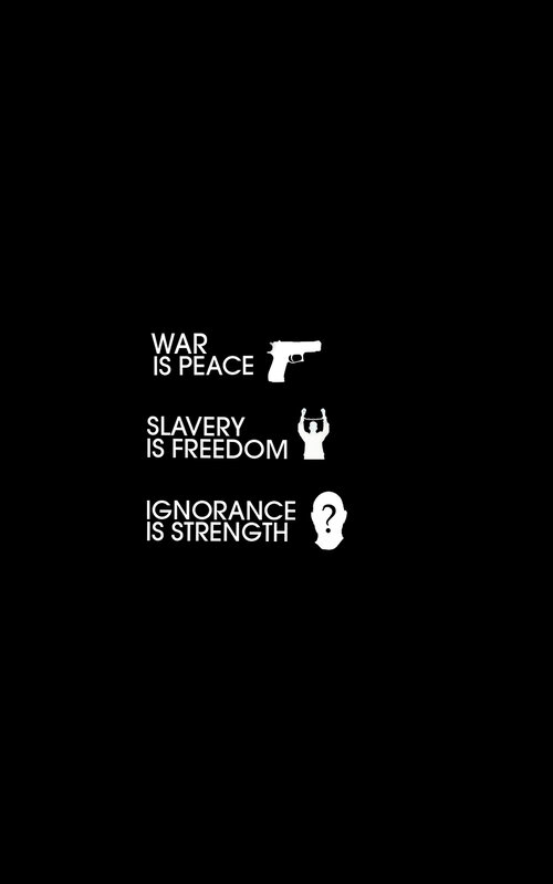 propaganda slogans on black background
