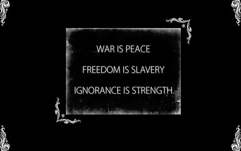 propaganda slogans on black background