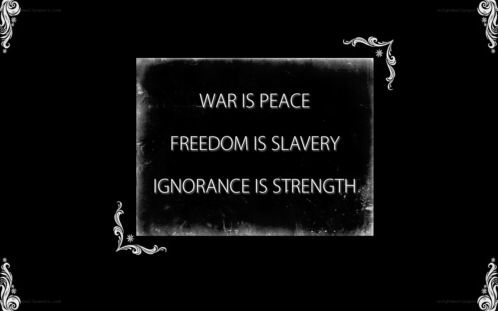 propaganda slogans on black background