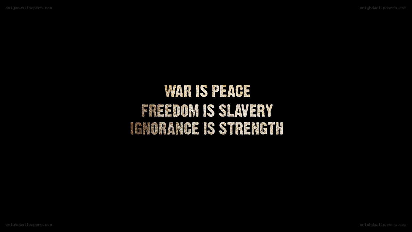 Propaganda text on black background