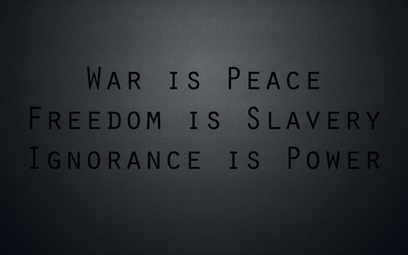 propaganda text on dark background