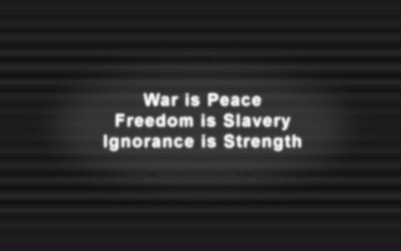 Propaganda text on screen