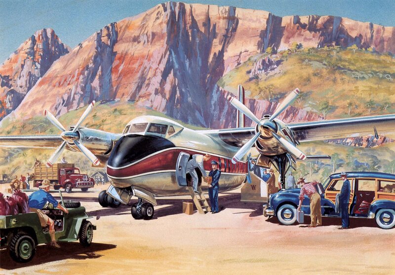 Propeller Airplane at Airfield — Brown