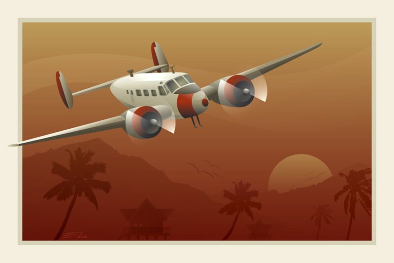 Propeller Airplane Flying — Orange