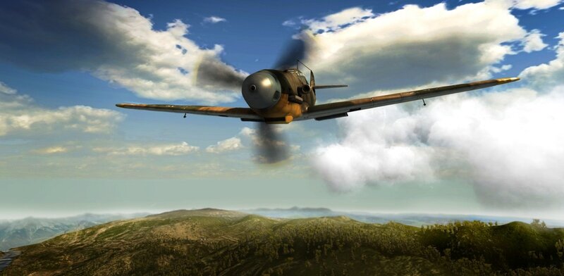 Propeller Airplane in Flight — Blue, Dramatic