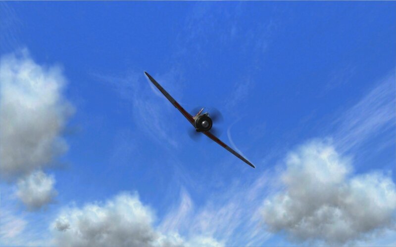 Propeller Airplane in Flight — Blue, Serene