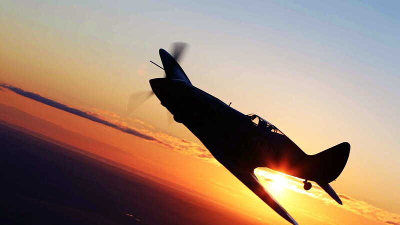 Propeller Airplane in Flight — Orange