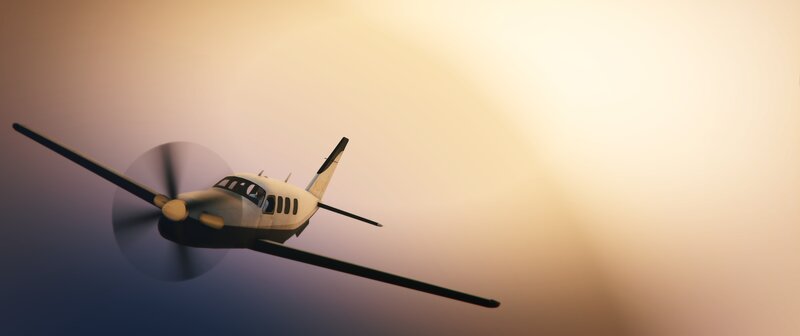 Propeller Airplane in Flight — Yellow, Serene