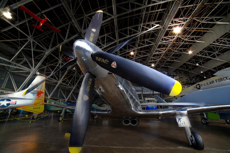 Propeller Airplane in Hangar — Silver