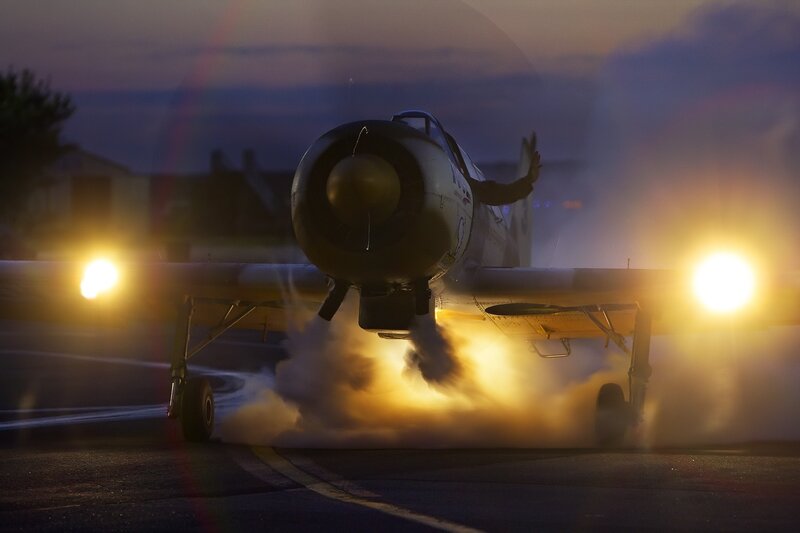 Propeller Airplane on Runway — Yellow