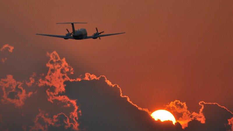 Propeller Airplane — Orange, Dramatic