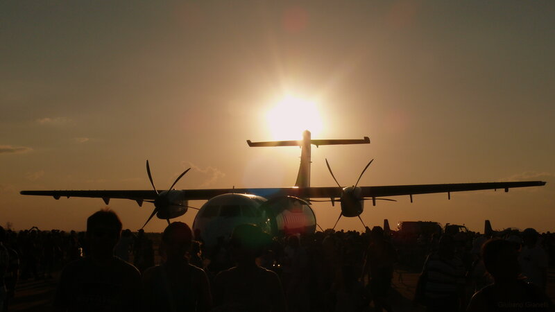 Propeller Airplane Silhouette — Orange