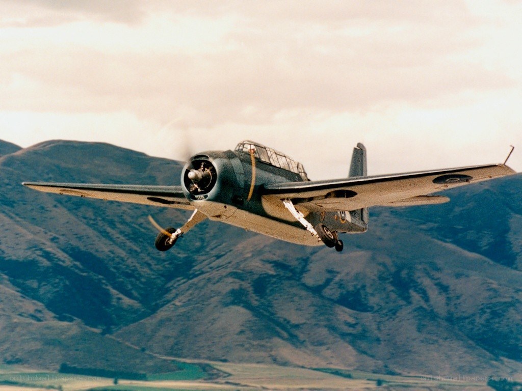 propeller plane flying over mountains