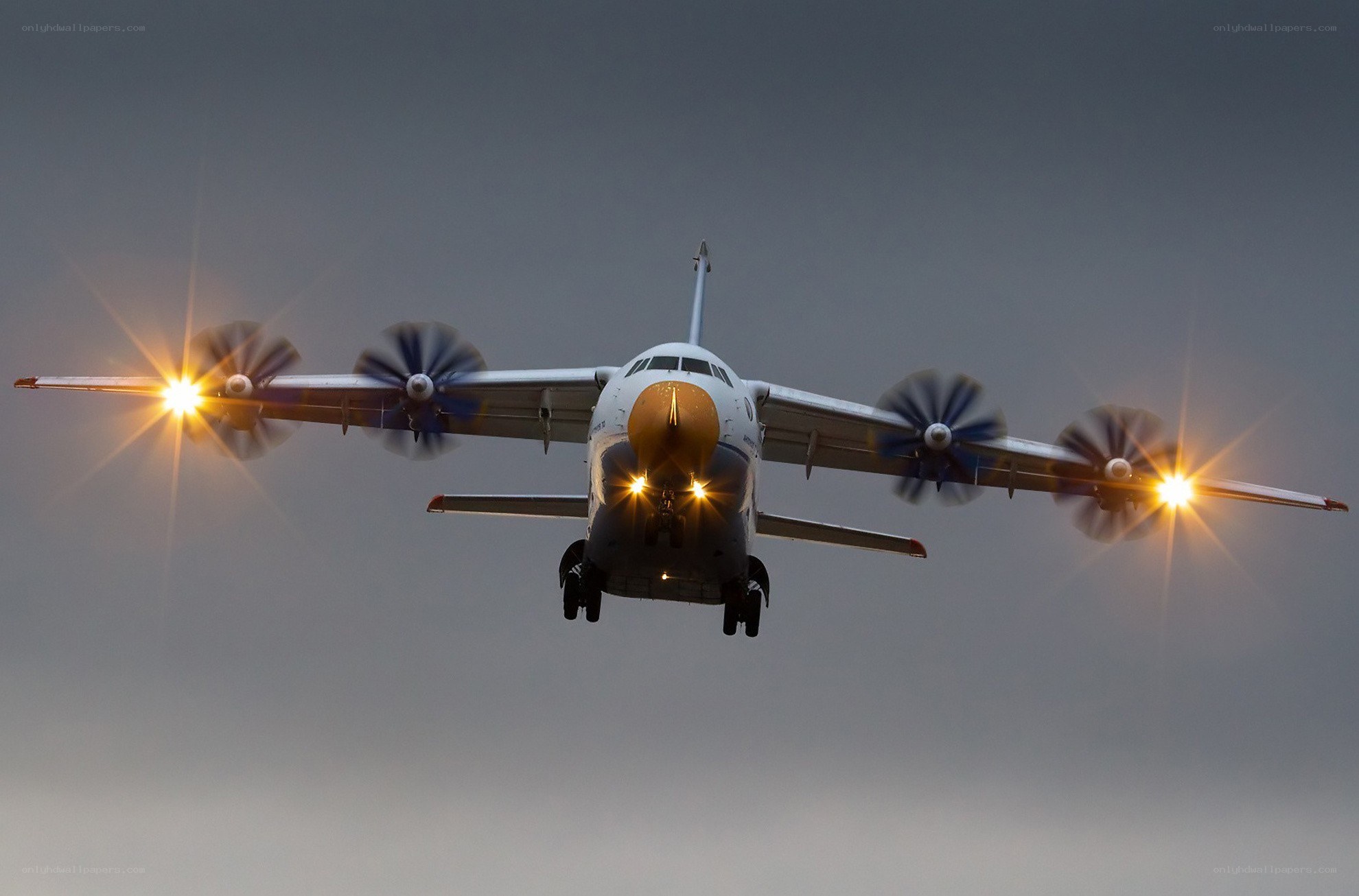 Propeller plane in flight