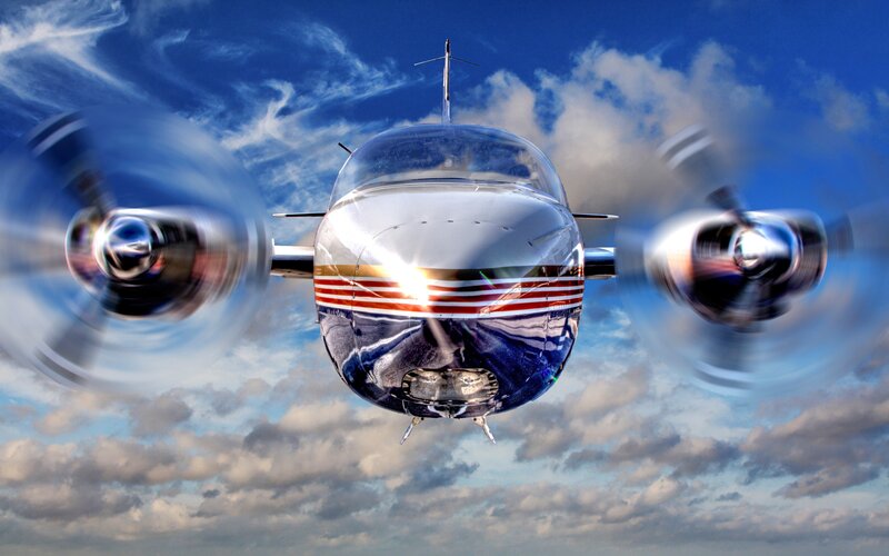 propeller plane in flight