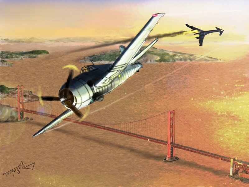 Propeller Plane in Flight — Orange